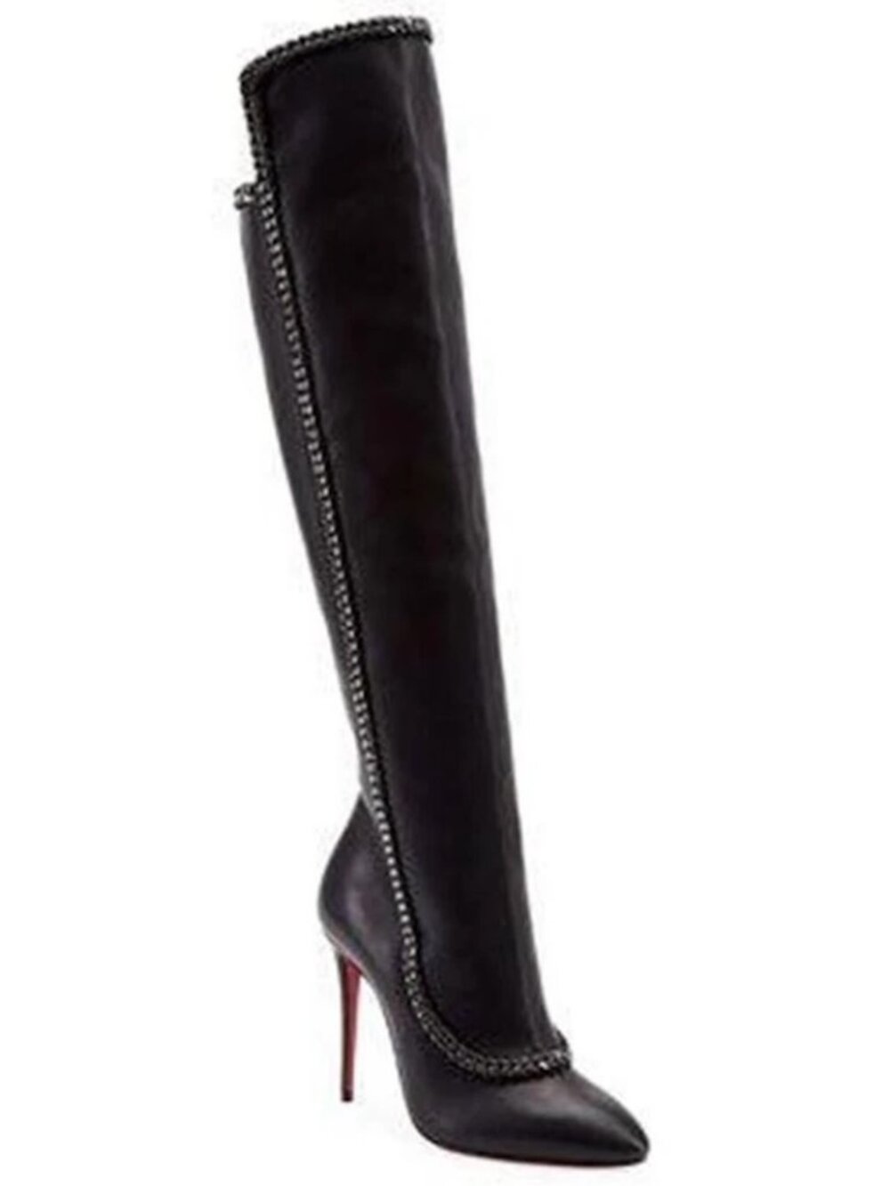 Christian Louboutin CLEMENCE BOTTA 100 Chain Over The Knee High Boots Heels